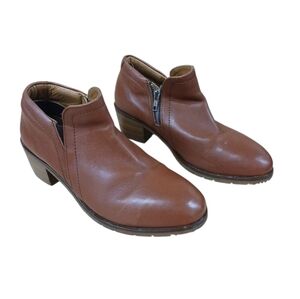 Xena Zipper Side Classic Brown Ankle Leather Booties Size 10.5